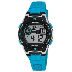 Calypso Digital Crush Armbanduhr K5853/1 - Hellblau - Sportliche Digitaluhr für Herren mit präzisem Quarzwerk, wasserdicht bis 10 bar, ideal für aktive Lebensstile.