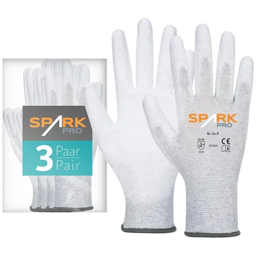 ACE Spark Pro Arbeits-Handschuh 3 Paar Antistatik-Schutz-Handschuhe für Arbeit
