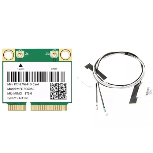 Zhdbchyuu WiFi-Karte 9260AC 2033M 2.4G/5G Dual-Band Gigabit-Wireless-Netzwerkkarte Bluetooth 5.0 MINI PCIe WiFi-Adapter + 2X Antenne