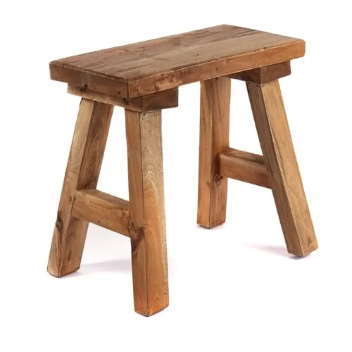 DESIGN DELIGHTS Holz HOCKER Rustico – Handgefertigter Naturholz Sitzhocker - Hocker für Wohnzimmer, aus recyceltem Mahagoni & Teakholz, einzigartig handgefertigt und vielseitig einsetzbar als Sitz- oder Pflanzenhocker.