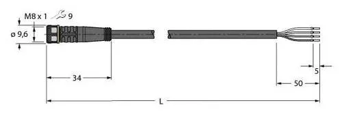Turck 6625553 Sensor-/Aktor-Anschlussleitung 2m Polzahl Sensoren: 4 1St.