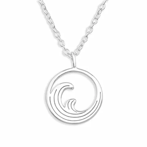 Monkimau Halskette Damen mit Surfer Wellen Anhänger aus 925 Sterling Silber - Ketten für Damen aus 925 Silber - Handgemacht mit hypoallergenen Eigenschaften, ideal als Geschenk für Frauen und Mädchen. Ein stilvoller Hingucker für jeden Anlass!