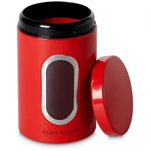 Echtwerk Vorratsdose Single, aus Metall, 1,4 Liter, mit Sichtfenster, rot, luftdicht