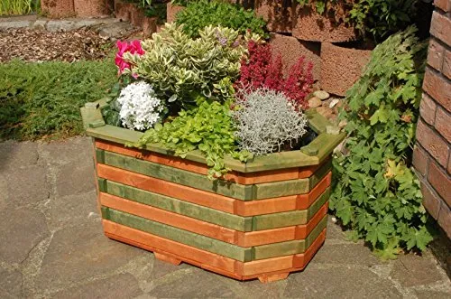 Deko-Shop-Hannusch Pflanzkasten aus massivem Holz - Blumenkasten für den Garten, komplett mit Folie ausgekleidet und ideal für kreative Gartenprojekte. Hochwertige Holzschutzbehandlung für Langlebigkeit.