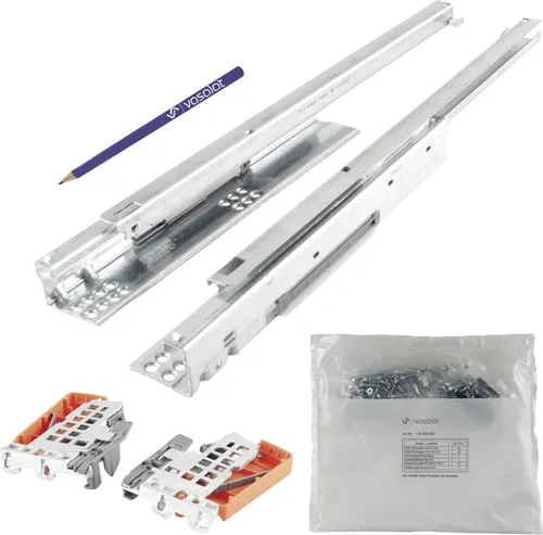 Blum Tandem Teilauszug Set, Schubladenauszug 450mm Blumotion mit praktischer Blum Kupplung, Schubladenführung Tragkraft 30kg - 1 Paar Schubladenschienen mit Kupplung