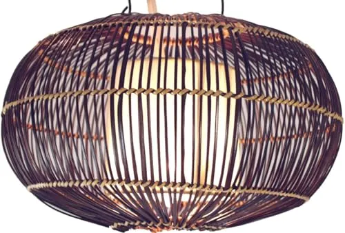 GURU SHOP Deckenlampe Cadiz - Hängeleuchte aus handgefertigtem Rattan und Baumwolle, zaubert natürliche Lichtspiele und schafft eine entspannende Atmosphäre für jedes Zuhause.