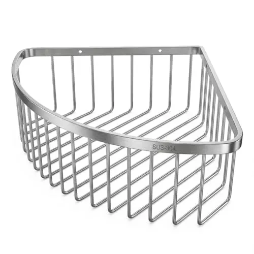 QWORK® Duschablage Ecke, Duschregal Edelstahl 304, 22,5 x 22,5 x 8,5 cm Eckregal Dusche, für Bad Küche