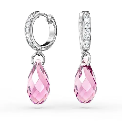 Schöner-SD Paar Ohrhänger Creolen mit Tropfen-Kristall - Elegante Ohrhänger aus 925 Silber mit 17mm großen Tropfen-Kristallen. Rhodiumbeschichtung schützt vor Anlaufen und sorgt für Langlebigkeit. Perfekt für stilvolle Akzente!