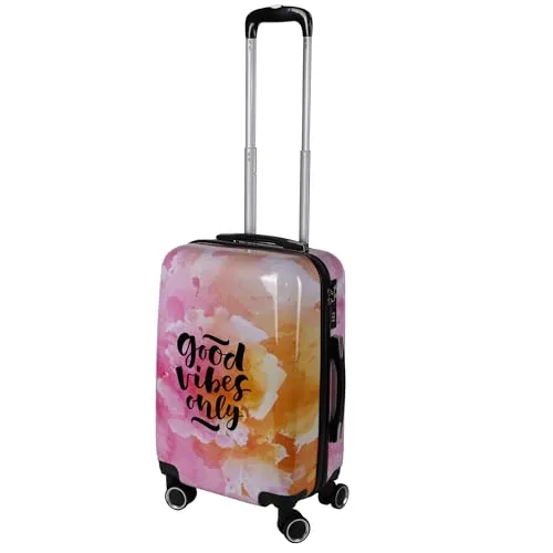 H4L Reisekoffer Hartschalenkoffer Rosa Größe S 55x40x23cm - Koffer aus hochwertigem Polycarbonat, leicht und robust, ideal für Reisen. Mit Teleskopgriff, 4 Leichtlaufrollen und Zahlenschloss für sicheren Transport.