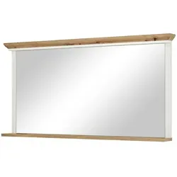 Spiegel Varese, weiß - Extra große Kristallspiegelfläche - Hochwertiger Landhausstil Spiegel aus Holzwerkstoff und Glas mit praktischer Ablagefläche, ideal für jeden Raum.