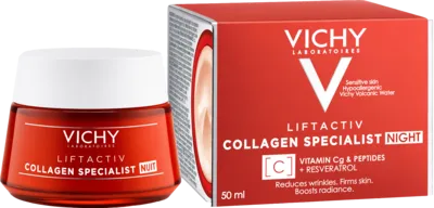 Vichy Liftactiv Collagen Specialist Nacht 50 ml - effektive Nachtcreme für straffere Haut, fördert die Kollagenproduktion und sorgt für ein jugendliches Aussehen