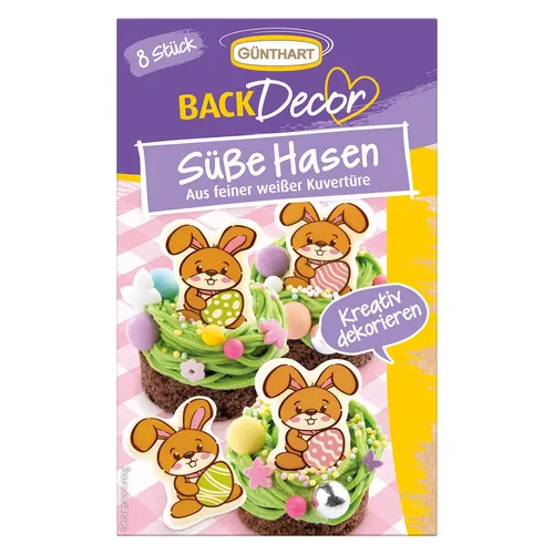Günthart Süße Hasen aus feiner weißer Kovertüre 16g von Backdeko