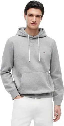 Tommy Hilfiger Herren Hoodie Essential Fleece, Grau (Medium Grey Heather), M - Kapuzenpullover für Herren, ikonisches Design mit hohem Tragekomfort, ideal für Sport und Alltag, aus weichem Material für optimale Passform.