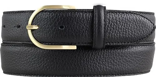 BELTINGER Italienischer Damen-Gürtel, 35 mm breit, Damen, Chinogürtel, Hosengürtel, strukturiertes Leder, Schließe Gold | Schwarz 115cm
