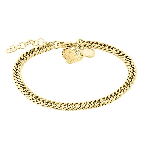 Liebeskind Berlin time & jewel Armband LJ-0855-B-21 IP Gold - Armband für Damen aus Edelstahl mit Herzanhänger im grafischen Design, 21 cm lang und ideal zum Kombinieren mit anderen Schmuckstücken. Perfektes Geschenk für jeden Anlass!