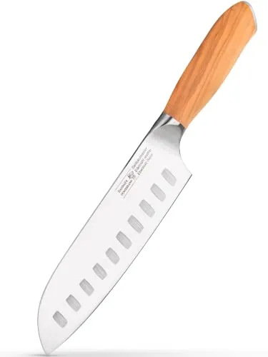 Hannah's Homebrand Santoku Messer & Sushi Messer - verblüffend scharfes Küchenmesser 18 cm Klinge - 100% Olivenholz