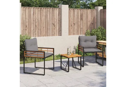 furnicato Garten-Essgruppe Modernes Echtholz Möbelset 1-tlg. Hellgrau - Elegantes Echtholz-Möbelset für drinnen und draußen. Mit robustem Stahlrahmen und abnehmbaren Kissen für hohen Komfort. Ideal für Garten, Terrasse oder Balkon – ein stilvolles Highlight für jedes Zuhause.