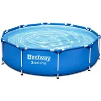 DELUKE Pool TIMM Rund Kunststoff Blau 76x305x305cm – Aufstellpool Gartenpool