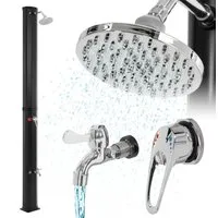 ECD Germany Solardusche 35L mit Fußdusche und Regenduschkopf Schwarz - Genießen Sie erfrischende Duschen im Freien mit der praktischen Solardusche. Der 35L Tank erwärmt Wasser bis zu 60°C – ideal für Garten, Pool oder Camping. Der große, schwenkbare Duschkopf sorgt für höchsten Komfort.
