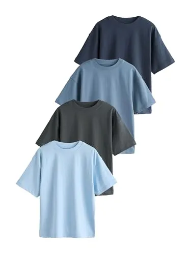 NEXT Jungen Relaxed Fit T-Shirts im 4er-Pack Blue/White/Navy/Black 98