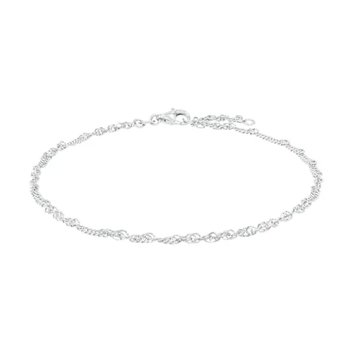 Amor Fußkette 925 Sterling Silber Damen – Verstellbare Sommer-Fußkette - Elegante Fußkette aus 925 Sterling Silber mit Singapurmuster, verstellbar für perfekten Sitz. Ideal als Geschenk für besondere Anlässe und ein Must-Have für den Sommer.