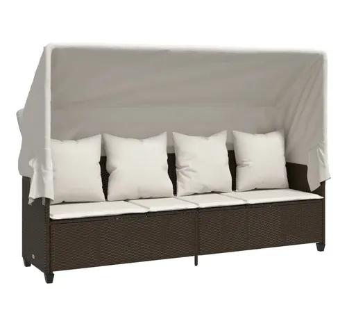 furnicato Gartenliege Bequeme Sonnenliege mit Dach 204x75x140 cm Braun - Genieße entspannte Stunden im Freien mit dieser stilvollen Sonnenliege! Robustes PE-Rattan sorgt für Langlebigkeit, während das ausziehbare Sonnendach und die verstellbaren Rückenlehne dir optimalen Komfort bieten.