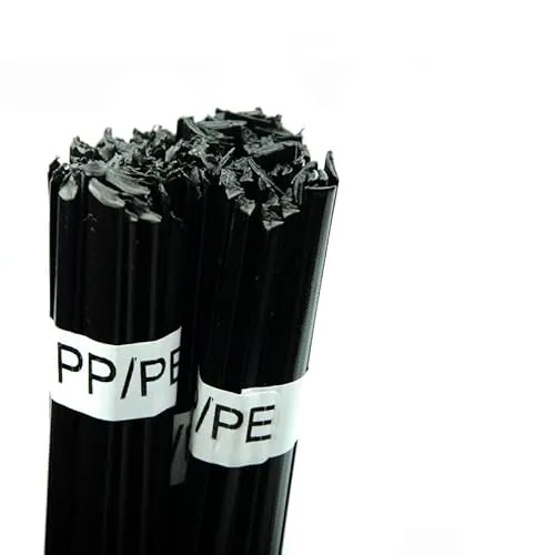 Rosfix Bindemittel zum Schweißen von Kunststoff – Hochwertiges Granulat | 42 cm Draht | PP/PE, PP+E, PP+PE | 250-310°C | Schwarze Farbe 100g | Kunststoffschweißzubehör