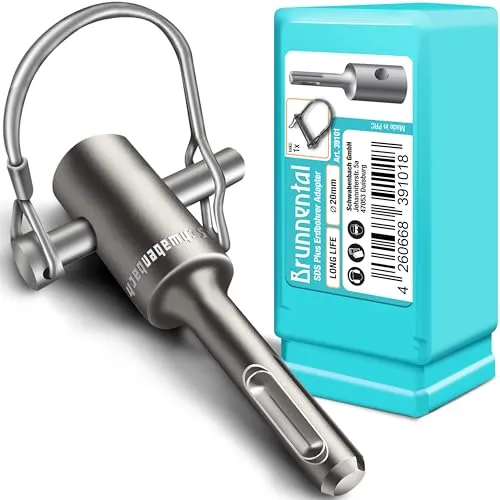 BRUNNENTAL ® SDS PLUS Erdbohrer Adapter + Quick Change Bolzen für Hand Bohrmaschine - Nutze deine Schlagbohrmaschine als Brunnenbohrer - für Bohrer mit Ø 40 60 80 100 120 150 mm (kein SDS MAX)