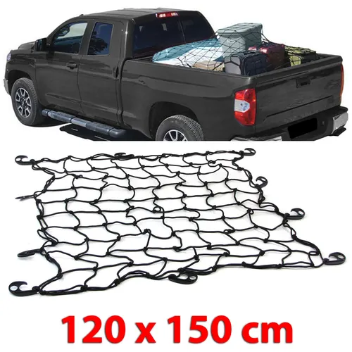 Gepäck Trenn Kofferraum Netz elastisch mit 10 Haken Schwarz 120x150cm universal