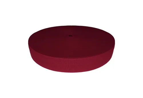 maDDma Gurtband Polyester 45m 25mm weinrot - Robustes Gurtband aus 100% Polyester, ideal für kreative Projekte wie Halsbänder oder Taschenhenkel. Mit einer Länge von 45m und einer Breite von 25mm bietet es vielseitige Einsatzmöglichkeiten für Hobby und Handwerk.