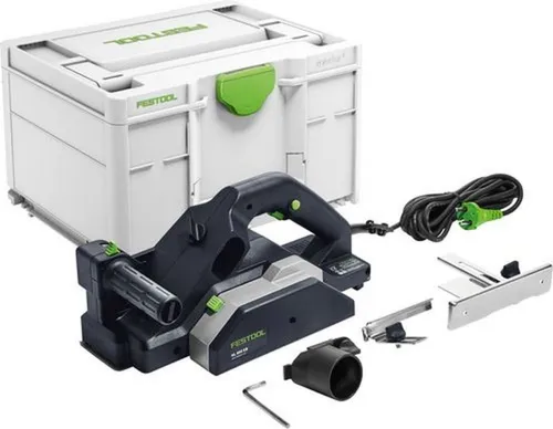 Festool Hobel HL 850 EB-Plus, 576253 - Elektrohobel mit 850 W, unbegrenzte Falztiefe durch einseitige Lagerung des Hobelkopfs, präzise Spantiefeneinstellung und effiziente Absaugung – ideal für professionelle Anwendungen.
