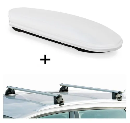 Skibox MAA460W weiß+Alu Relingträger VDPCRV107A für für Ford Focus III SW 5Tür a