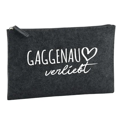 Huuraa Kulturbeutel Gaggenau verliebt Geschenk 1 Liter Filz Charcoal Kosmetiktasche Gaggenau Geschenkidee