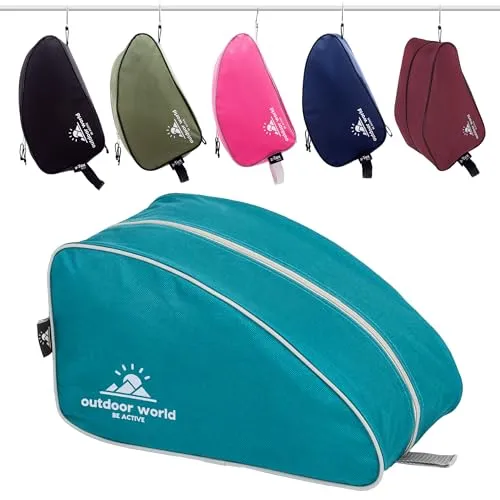 Outdoor World Premium Schuhtasche – Wasserabweisend, mit weitem Reißverschluss, Unisex –Schuhtasche für Wander,Fußball, Rugby und Golfschuhe–Geeignet für Erwachsene, Kinder,Herren und Damen (Blaugrün)