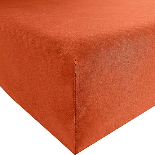 REDBEST Spannbettlaken Denver Elasthan-Jersey-Stretch Terra Größe 90x190 cm - 100x200 cm - besonders weich und anschmiegsam, bügelfrei, mit Rundumgummi