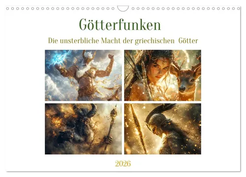 Götterfunken Wandkalender 2026 von Steffen Gierok-Latniak - Kalender im DIN A3 Querformat mit 14 Seiten, inspiriert von den olympischen Göttern und Titanen – ideal für Kunst- und Mythologie-Liebhaber.