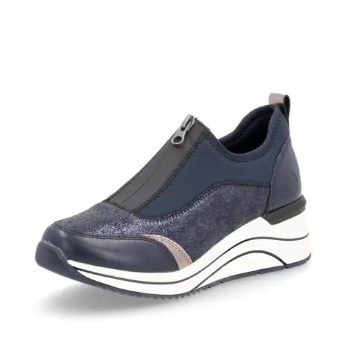Remonte Damen Low-Top Sneaker D0T08, Blau Kombi (12), 42 EU - Damen-Sneaker mit extra weicher, schockabsorbierender Innensohle und Lite 'n Soft Technologie für optimalen Komfort und Bewegungsfreiheit, ideal für breite Füße.