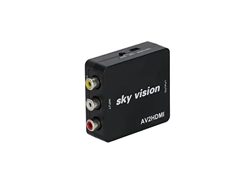 Produktbild Sky Vision Adapter RCA zu HDMI, AV/RCA/FBAS auf HDMI, Video Audio Konverter, 1080P, PS2, Wii N64, Unterstützt PAL/NTSC, Plug and Play, schwarz