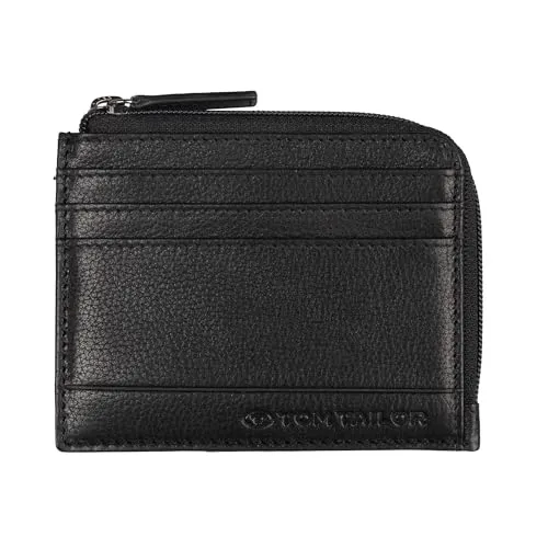 TOM TAILOR Kartenetui Micro Wallet aus echtem Leder in schwarz von Tom Tailor