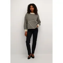 KAFFE Rundhalspullover Verana - Stylischer Rundhalspullover in beige/schwarz, aus nachhaltigen Materialien gefertigt und mit lockerer Passform, ideal für lässige Looks.