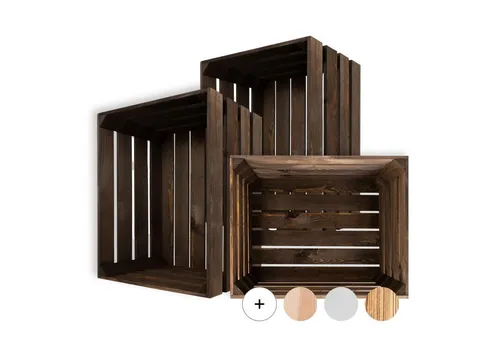 Creative Deco Holzkiste 3x Weinkisten Set Obstkiste Holz (3 Kisten)