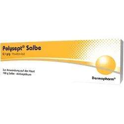 Polysept Salbe 100 G - Arzneimittel zur antiseptischen Wundbehandlung, ideal bei Druckgeschwüren und oberflächlichen Wunden. Enthält Povidon-Iod für schnelle Keimtötung und Unterstützung der Hautheilung.