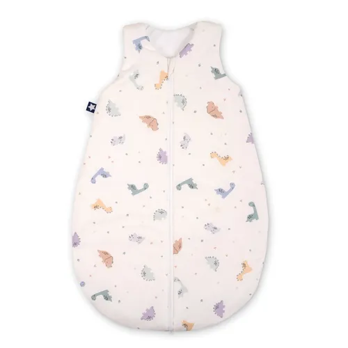 Julius Zöllner Schlafsack Jersey, Little Dinos, Gr. 50/56 - Baby Schlafsack mit warmer Füllung 2,5 TOG, waschbar bei 60°C und OEKO-TEX Standard 100, ideal für warme Sommernächte und einfaches Windelnwechseln dank robustem Reißverschluss.