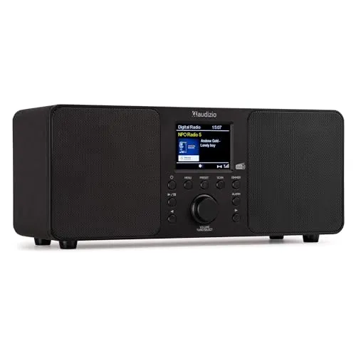 Audizio Genua DAB Radio mit Bluetooth – Vielseitiges Stereo DAB Plus Radio - Radios: Genießen Sie kristallklaren Sound mit bis zu 60 Sendern und Bluetooth-Streaming. Ideal für Zuhause und unterwegs, einfach zu bedienen mit Fernbedienung.