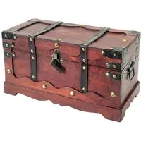 HMF Schatzkiste Frankreich - Handgefertigte Holztruhe mit Metallschloss - Kisten, ideal zur Aufbewahrung von Schlüsseln und kleinen Schätzen, handgefertigt und mit dekorativem Metallschloss für einen rustikalen Vintage-Look.