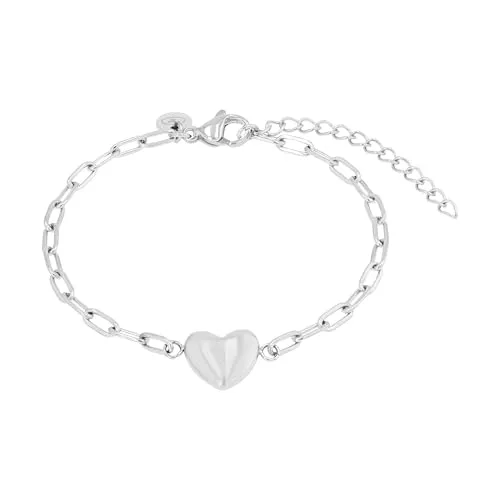 Tom Tailor Damen Armband mit Herz-Anhänger aus Edelstahl, 16+4 cm, silber - Elegantes Damen Armband von Tom Tailor mit einem bezaubernden Herz-Anhänger. Aus hochwertigem Edelstahl gefertigt, bietet es Flexibilität durch die verstellbare Länge. Ideal als modisches Geschenk für besondere Anlässe.