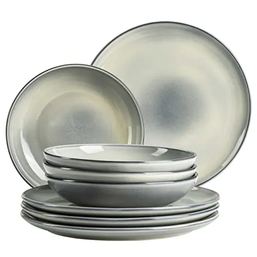 MÄSER Tafelservice Livio (8-tlg) für 4 Personen - Hochwertiges Steinzeug in elegantem Grün, spülmaschinengeeignet und perfekt für stilvolle Dinnerabende.