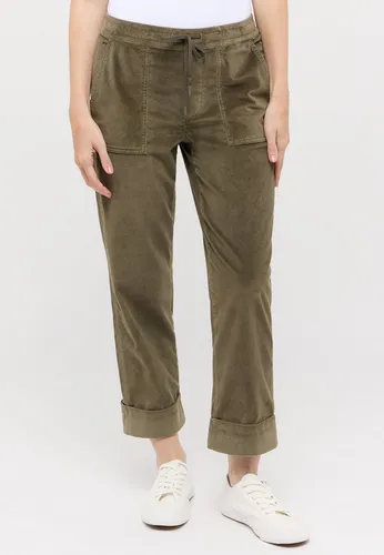 ANGELS Schlupfhose LIBERTA TU JUMP WORKER – Sommerhose aus samtweichem Cord in Khaki - Bequeme 7/8-Sommerhose aus elastischem Cord mit Tunnelzug und weit geschnittenem Bein. Ideal für lässige Outfits und den täglichen Gebrauch.