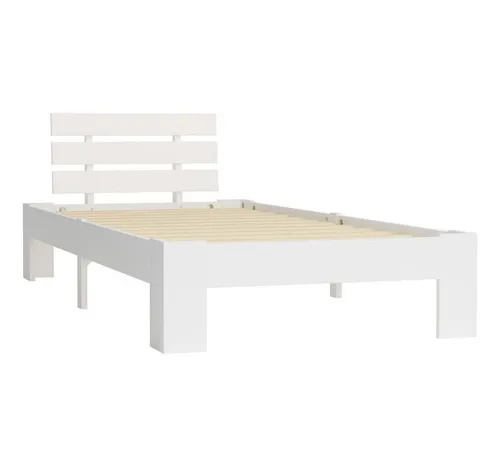 Massivholzbett Weiß Kiefer 100x200 cm - Stilvolles Bettrahmen aus Kiefernholz in Weiß, ideal für ein gemütliches Schlafzimmer, mit einer Liegefläche von 100 x 200 cm und robustem Design.