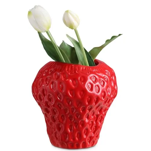 Navaris Erdbeer Vase rot in rot von Navaris
